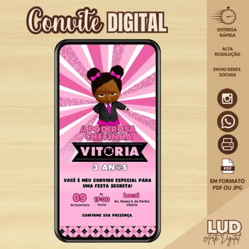 Convite Digital Poderosa Chefinha Negra
