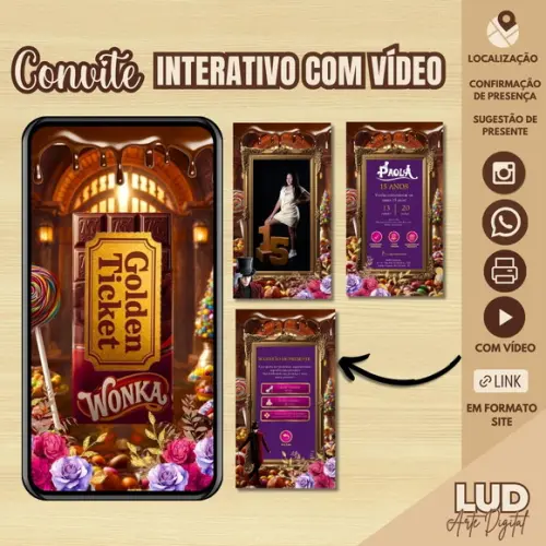 Convite Interativo com Vídeo 15 Anos Fabrica de Chocolates
