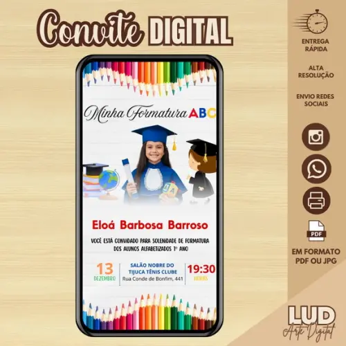 Convite Digital Formatura Infantil/abc