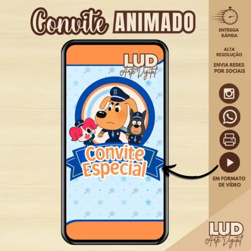 Convite Animado Detetive Labrador