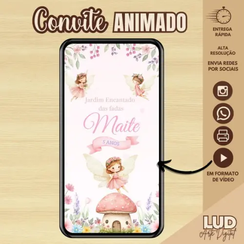 Convite Animado Jardim das Fadas