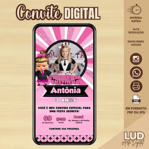 Convite Digital com Foto Poderosa Chefinha