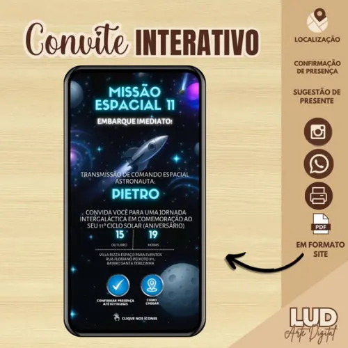 Convite Interativo Galáxia/ Astronauta
