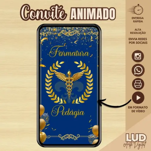 Convite Animado Formatura Pedagogia