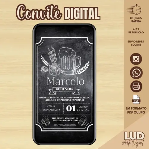 Convite Digital Adulto Boteco/cerveja