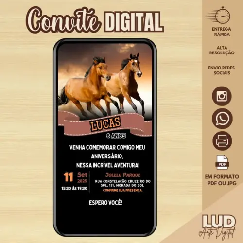Convite Digital Cavalo /cowboy/haras/boiadeiro