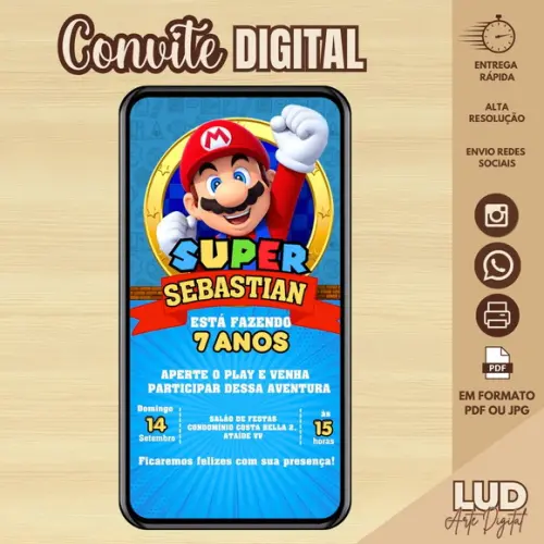 Convite Digital Super Mario