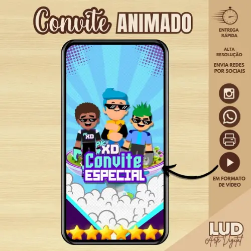 Convite Animado Pk Xd