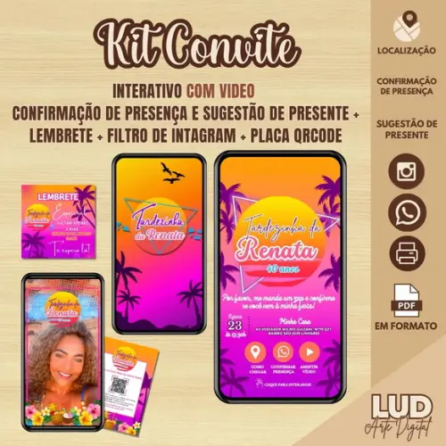 Kit Convite Interativo com Video Tardezinha + Outros