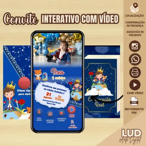 Convite Interativo com Vídeo Pequeno Príncipe