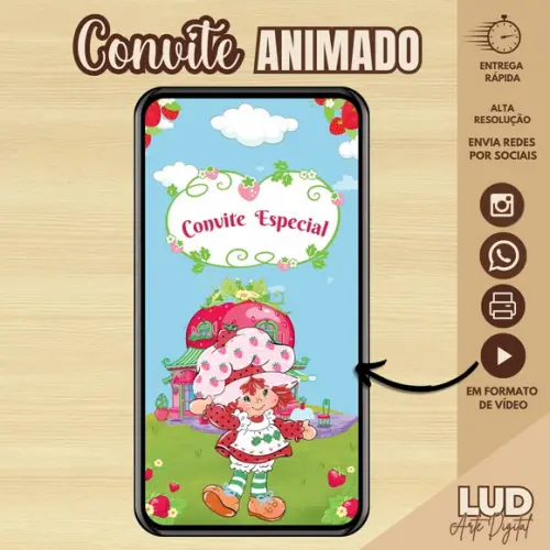 Convite Animado Moranguinho