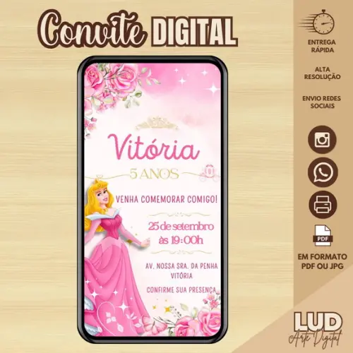Convite Digital Princesa Aurora