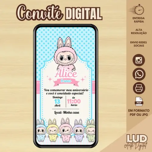 Convite Digital Labubu