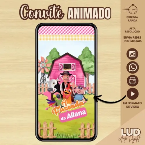 Convite Animado Fazenda/fazendinha do Zenon