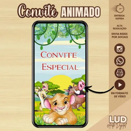 Convite Animado Rei Leão
