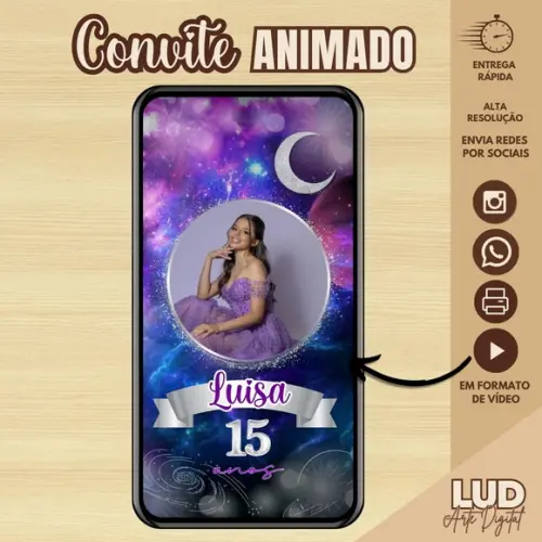 Convite Animado 15 Anos Galáxia