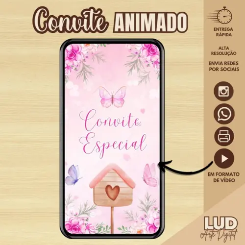 Convite Animado Jardim das Borboletas
