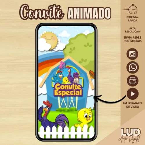 Convite Animado Galinha Pintadinha