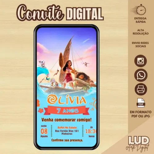 Convite Digital Moana 2