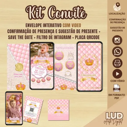 Kit Convite Interativo com Video Realeza + Filtro e Outros