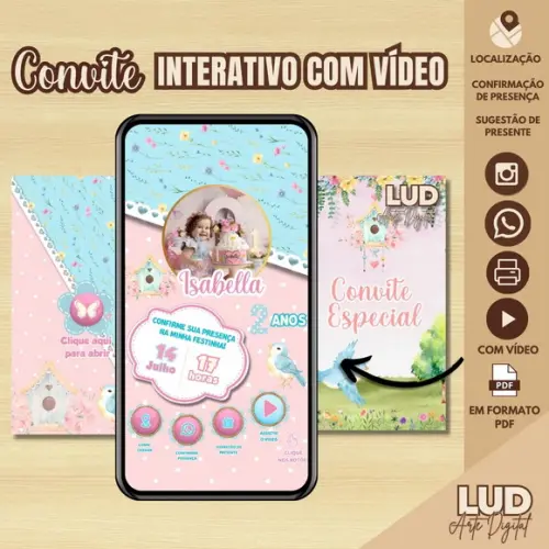 Convite Envelope Interativo com Vídeo Jardim