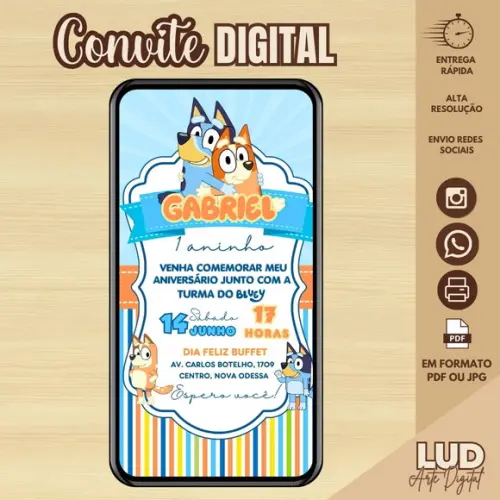 Convite Digital Bluey
