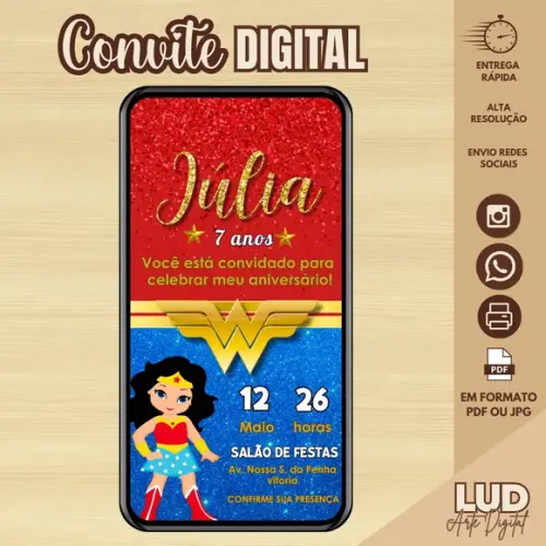 Convite Digital Mulher Maravilha