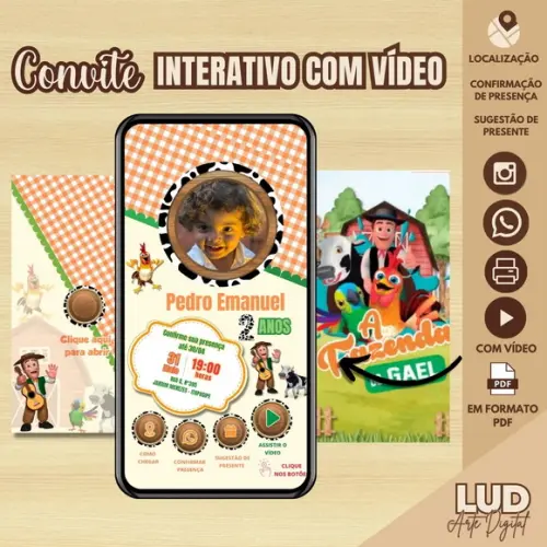 Convite Envelope Interativo com Vídeo Fazenda do Zenon