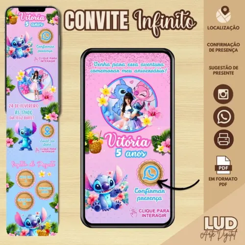 Convite Infinito Interativo Stitch