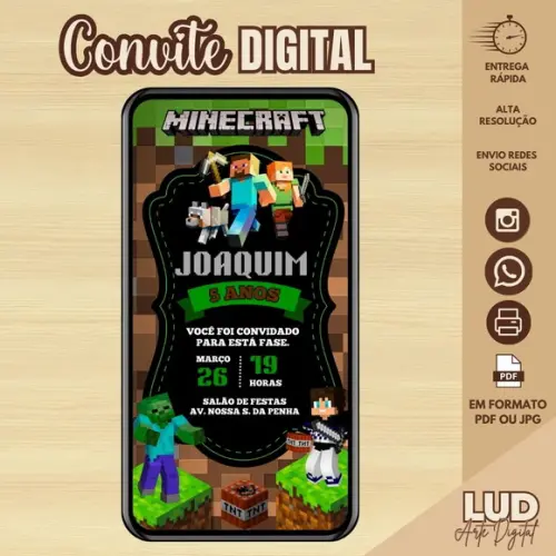Convite Digital Minecraft