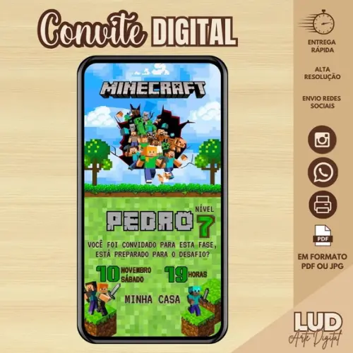 Convite Digital Minecraft