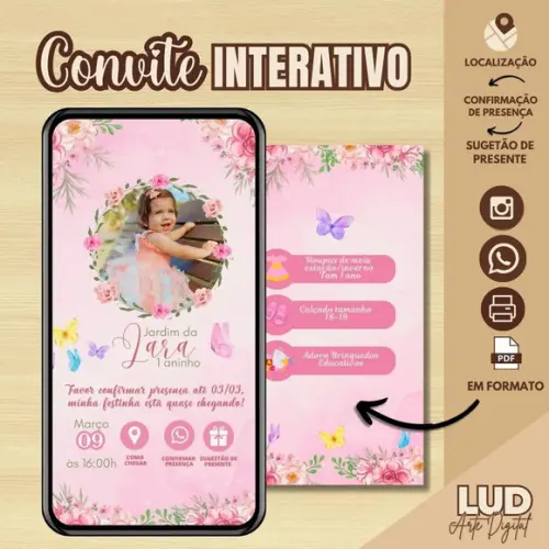 Convite Digital Interativo Jardim das Borboletas