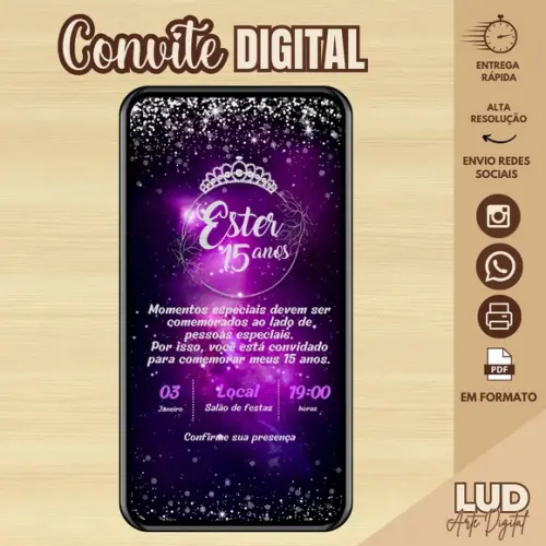Convite Digital Adulto 15 Anos Euforia