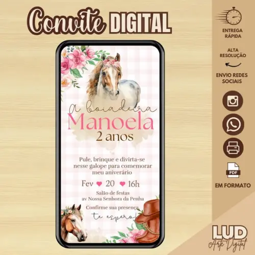 Convite Digital Cavalo /cowboy/haras/boiadeira