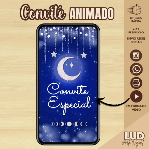 Convite Animado 15 Anos Noite Estrelada