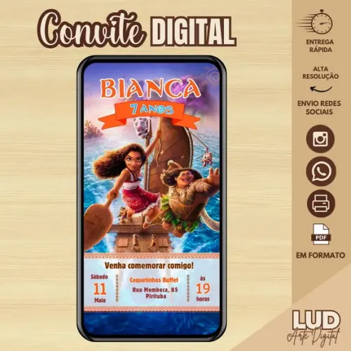 Convite Digital Moana 2