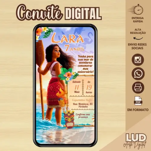 Convite Digital Moana 2