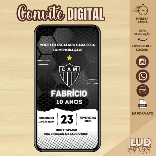 Convite Digital Futebol Atlético Mineiro
