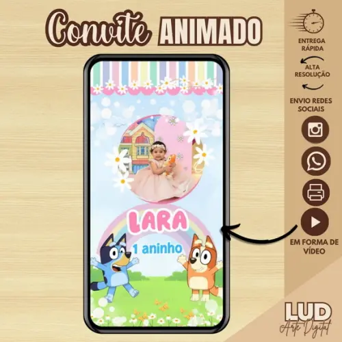 Convite Animado Bluey