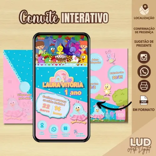 Convite Envelope Interativo Galinha Pintadinha
