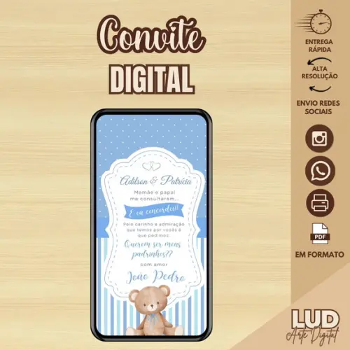 Convite Digital Padrinhos de Batismo