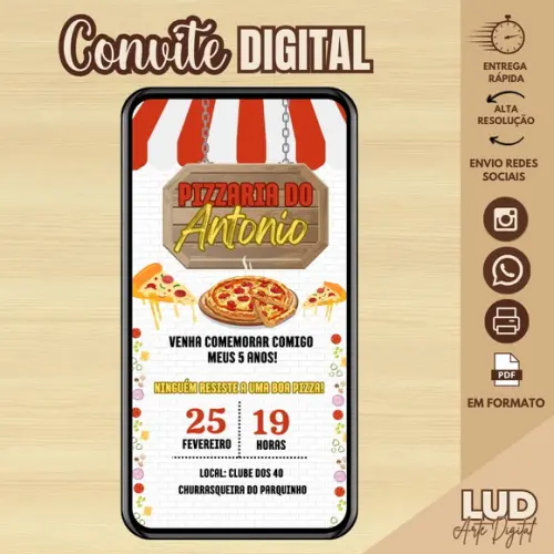 Convite Digital Pizza/ Pizzaria