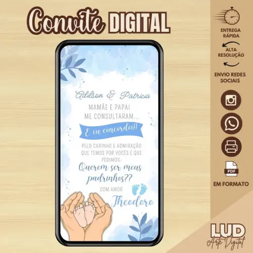 Convite Digital Padrinhos de Batismo