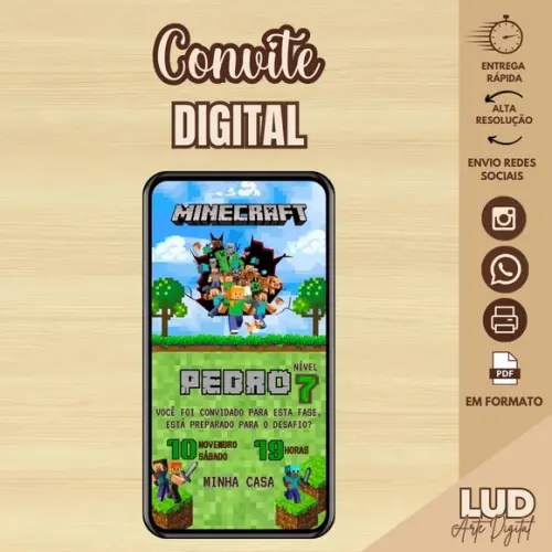 Convite Digital Minecraft