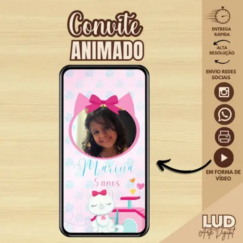 Convite Animado Gatos/gatinhos