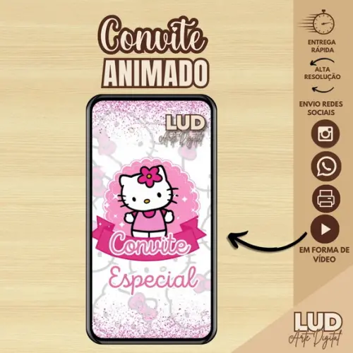 Convite Animado Hello Kitty