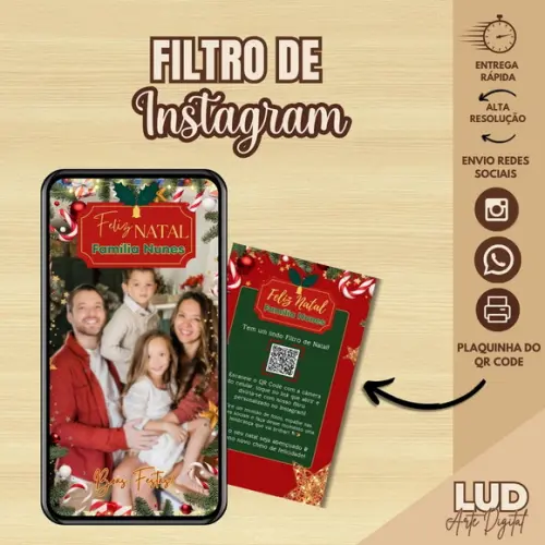 Filtro de Instagram Natal da Familia + Plaquinha com Qr Code