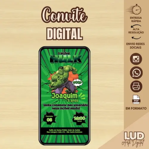 Convite Digital Hulk