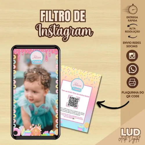 Filtro de Instagram Confeitaria + Plaquinha com Qr Code