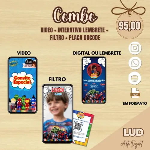 Vídeo Super Heróis + Interativo pdf + Filtro